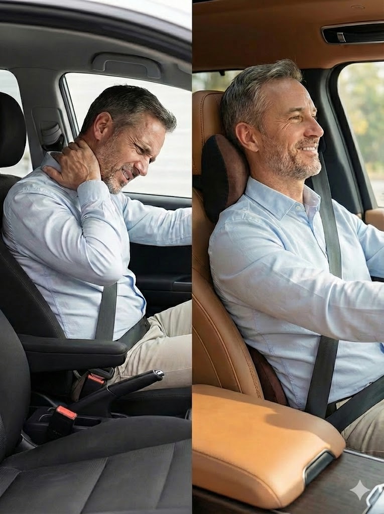Memory Foam Car Headrest &amp; Lumbar Support Set